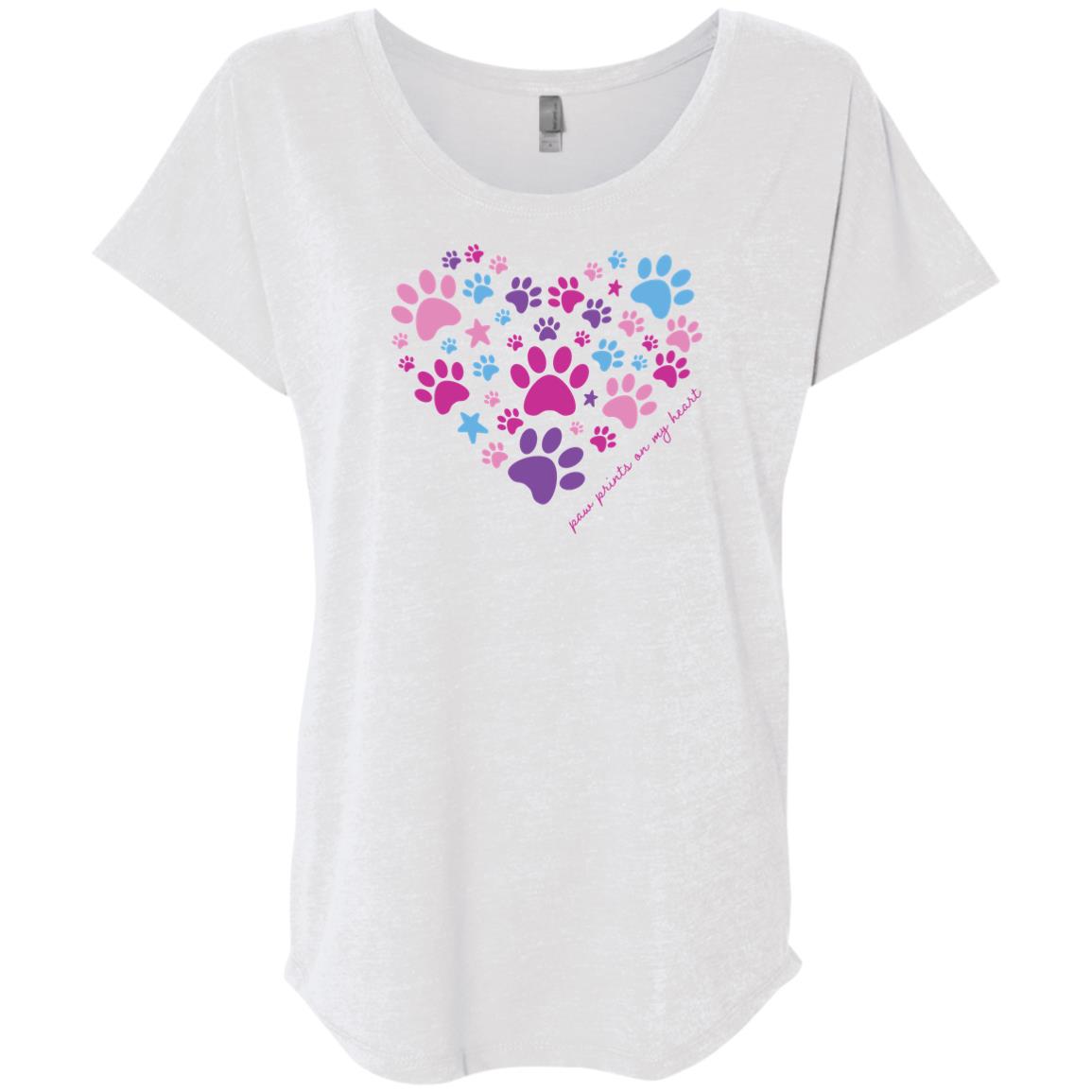Image of Paw Prints On My Heart Slouchy Tee Heather White