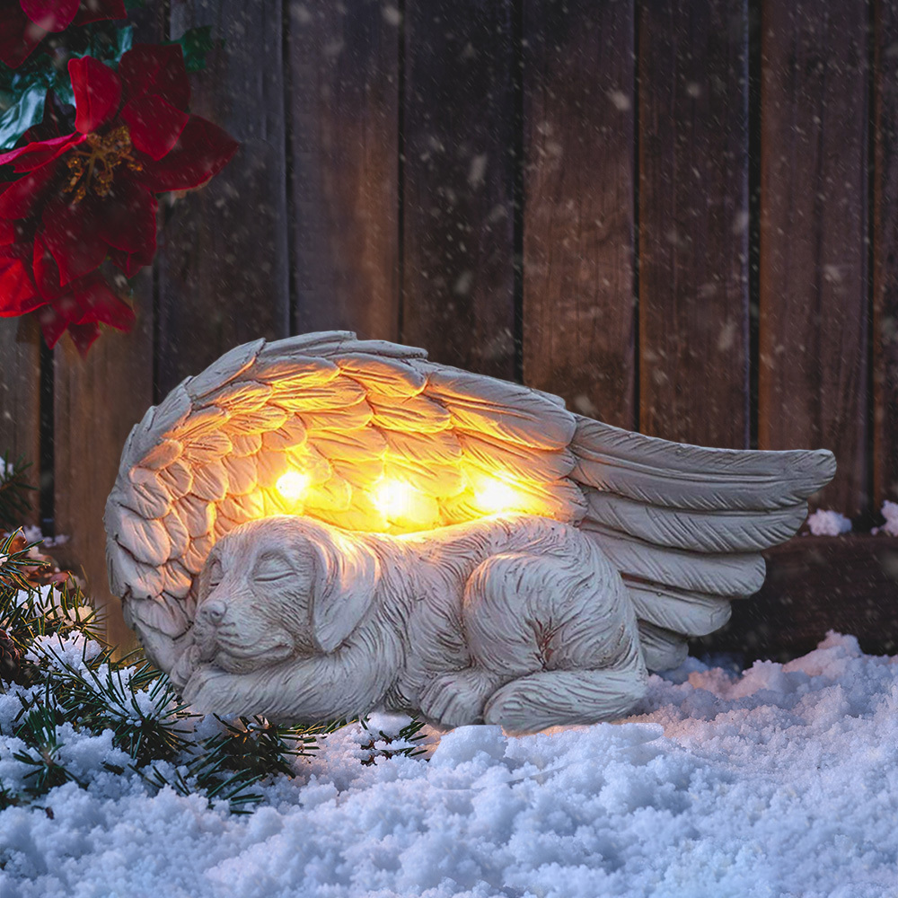 Image of Christmas Forever My Guardian Angel Pup Garden Solar Light