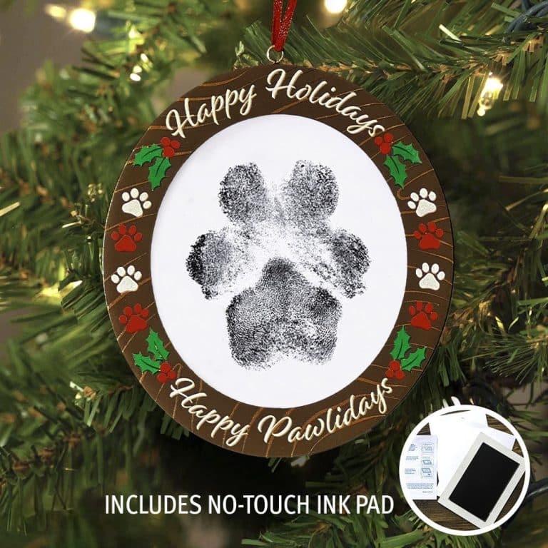 Second Chance Movement™ Christmas Deal Offer - Happy Pawlidays Happy Holidays Frame Ornament and Paw Ink Pad