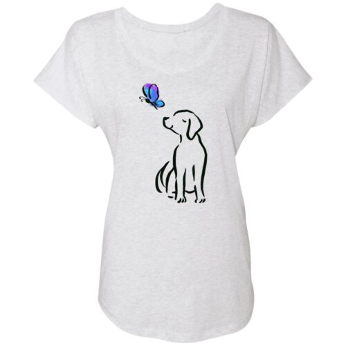 Butterfly Pup Slouchy Tee Heather White