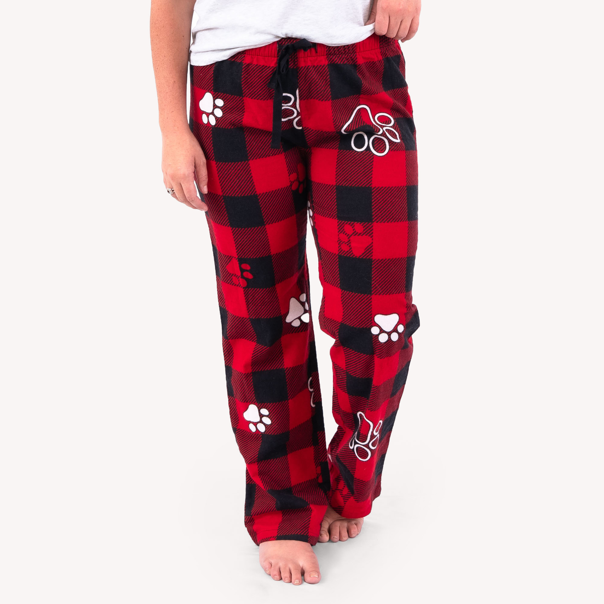 Image of Buffalo Plaid Paws Dog Lover's Pajama Pants- Sneak Peak 38% Off!