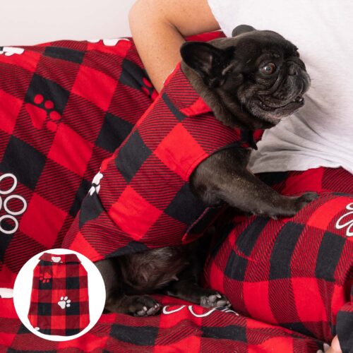 Buffalo Plaid with Paws Flannel Dog Vest