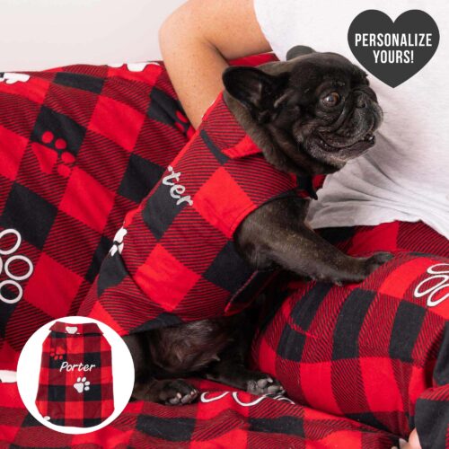 Buffalo Plaid wth Paws Flannel Dog Vest- Personalize Embroidery!