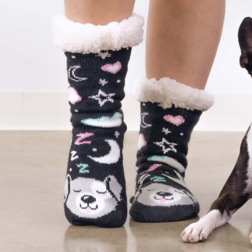 Always Kiss The Dog Goodnight Warm 'n Cozy Slipper Socks