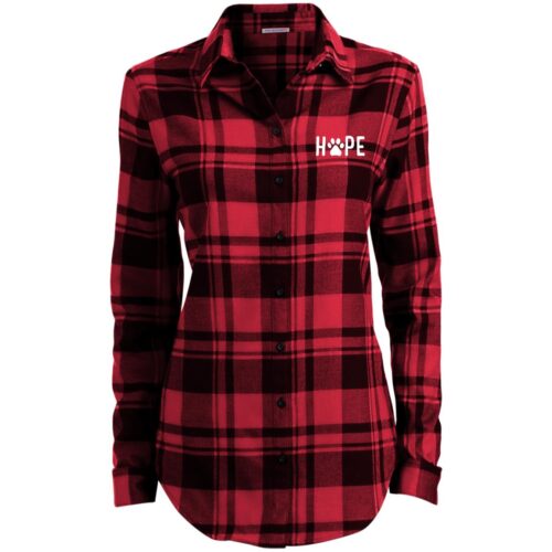 Hope Faith Embroidered Ladies’ Flannel Shirt Red