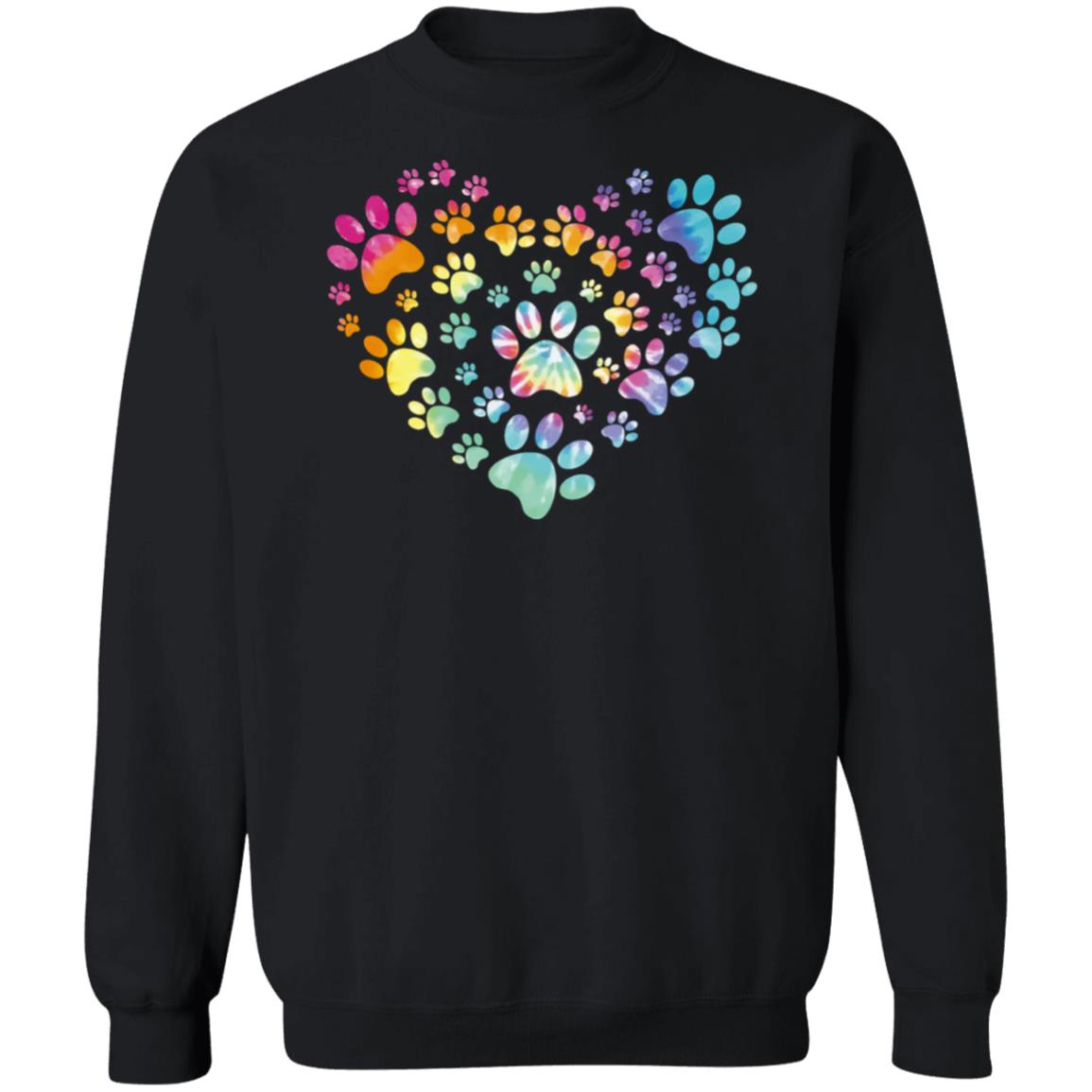 Image of Heart Paw Tie Dye Sweatshirt Black