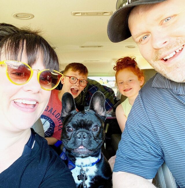 Family with French Bulldog