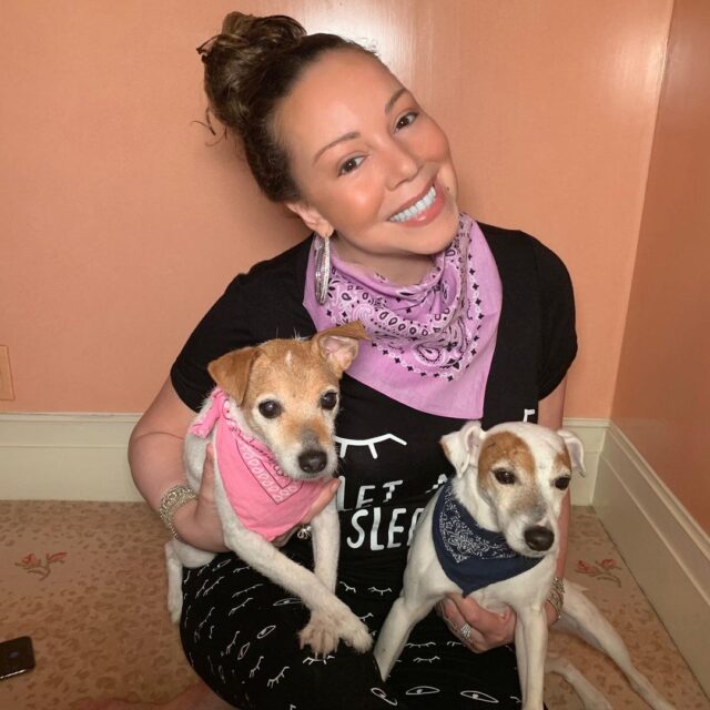 Mariah Carey Holding Dogs