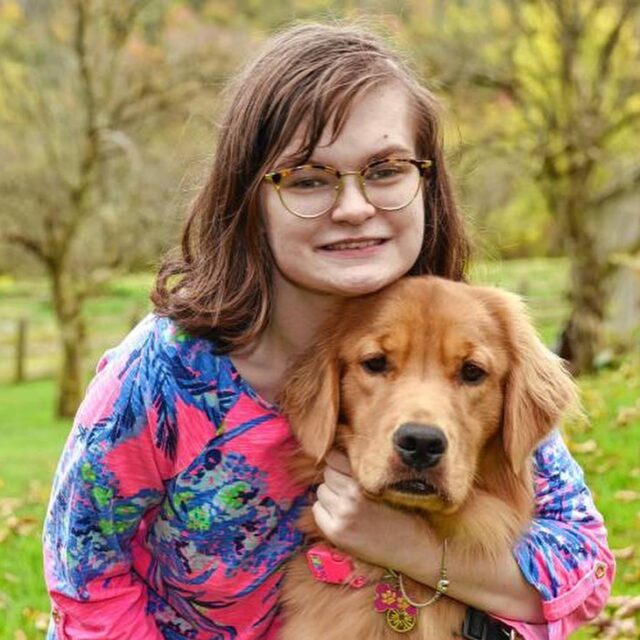 Student with her service dog