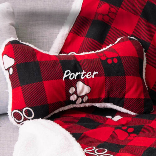 Fireside Flannel Country Collection - Buffalo Plaid Customizable Bone Pillow