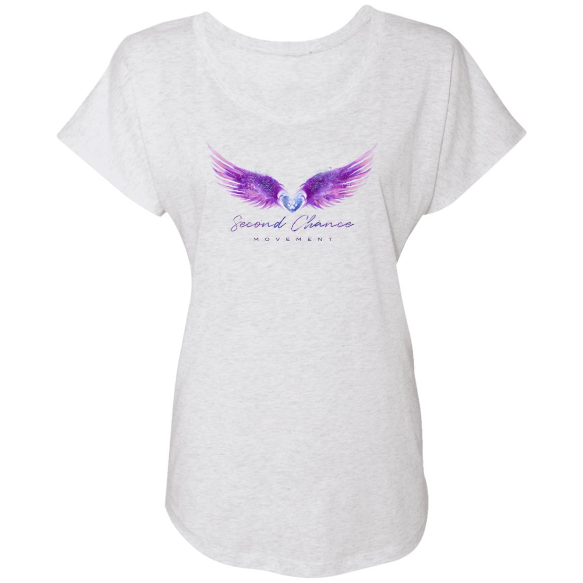 Image of Second Chance Movement&#x2122; Wings Of Love Lavender Slouchy Tee Heather White