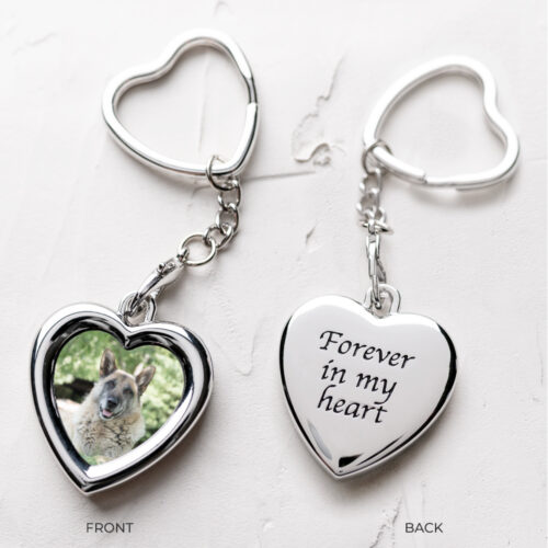 'Forever In My Heart' Dog Photo 🦋 Safe & Together Keychain Locket – Provides a Day of Safety & Care For Domestic Violence Victims