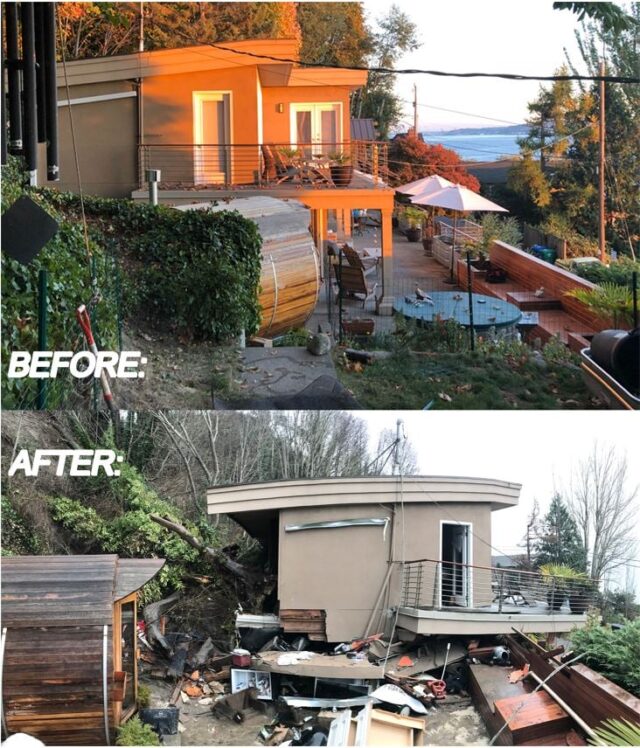 Home before and after landslide