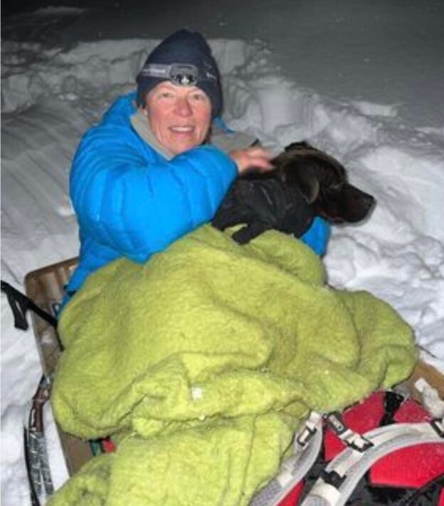 Rescuing dog on mountains