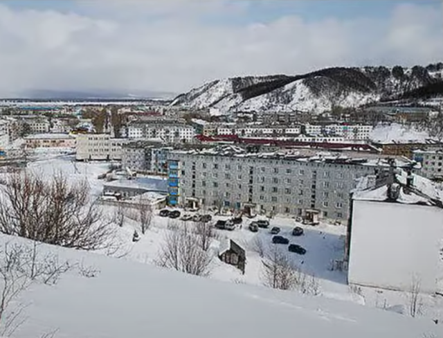 Uglegorsk covered in snow