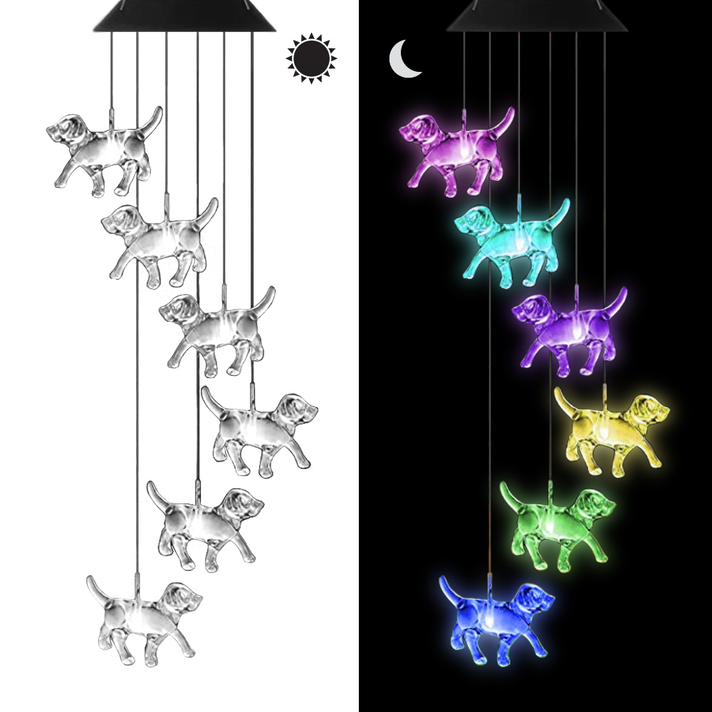 Image of For the Love of Dogs Color Changing Solar Light Chime -DEAL 48% OFF!