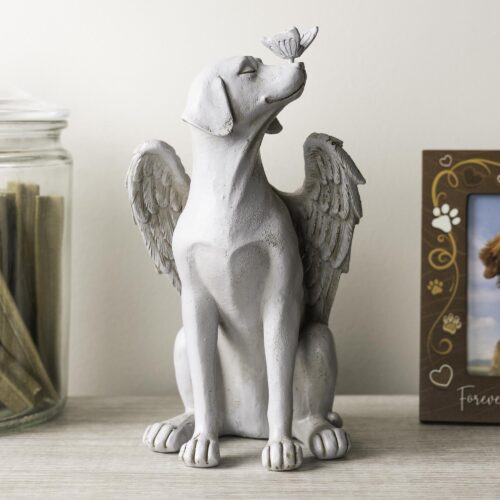 Dog Memorial Angel with Butterfly Indoor/Outdoor Figurine