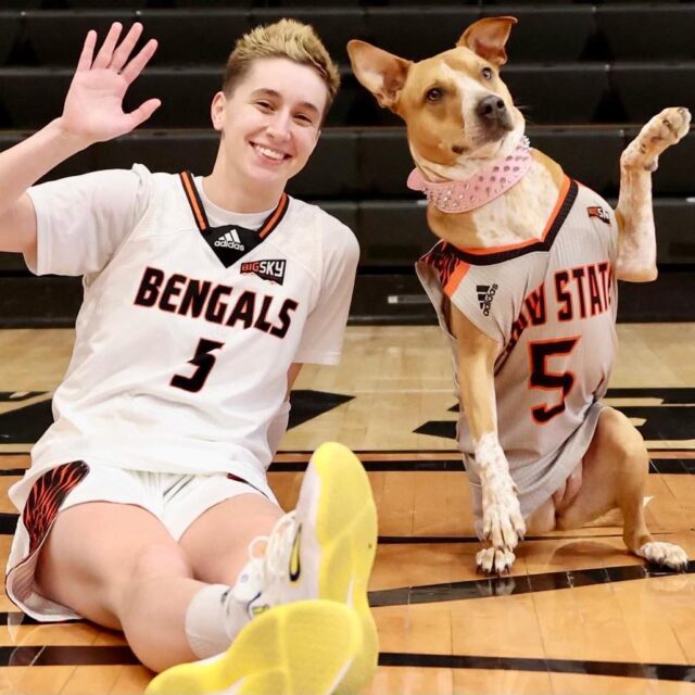 Basketball player and rescue dog