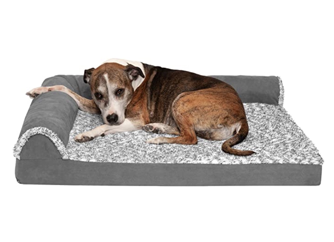 Furhaven Orthopedic Two-Tone L Chaise