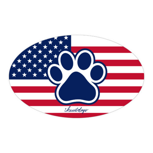 American Flag Paw - Car Magnet Oval