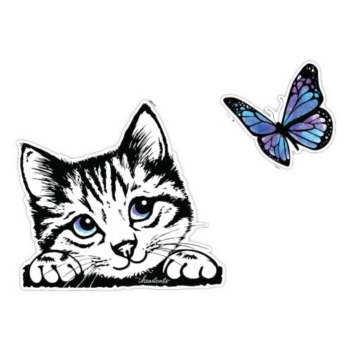 Kitty & The Butterfly - Car Magnet Two-Piece Set