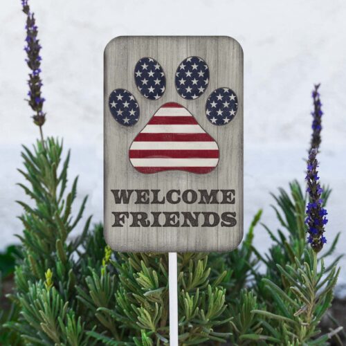 Welcome Friends 🇺🇲 Paw USA – Garden Stake -Deal 77% Off!