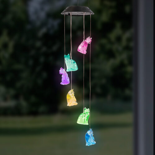 For the Love of Cats Color Changing Solar Light Chime- Deal 25% OFF!