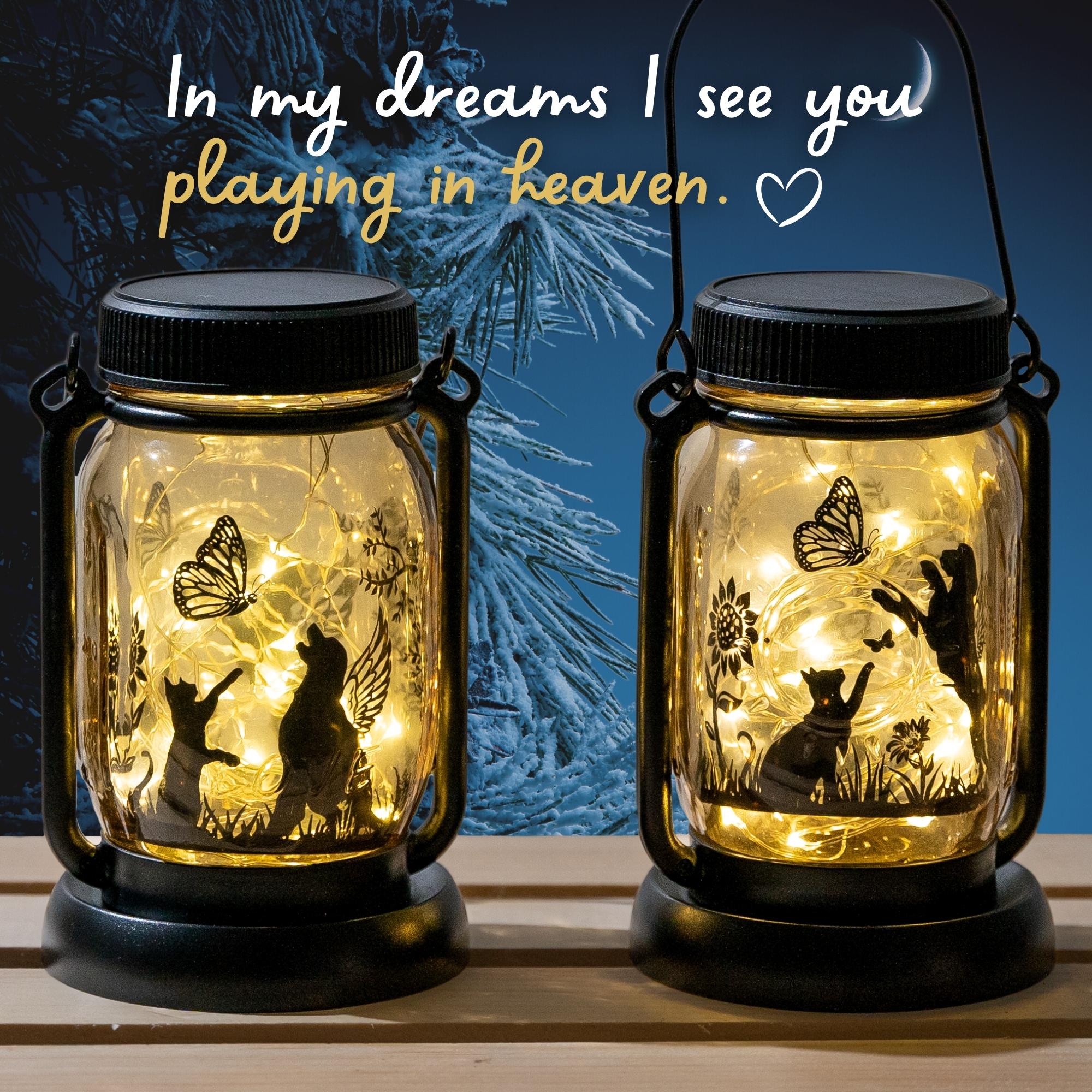 Image of Dog & Butterfly Inspirational Solar Lantern Fairy Lights - Hanging Jar & Garden Stake Two-Piece Set- AMAZING Deal 36% OFF!
