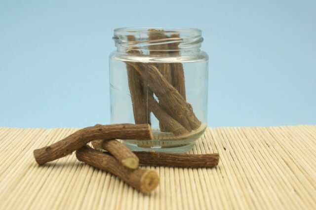 Licorice root in jar