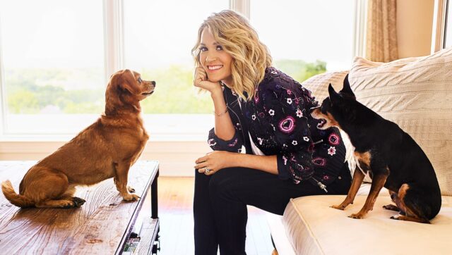 Carrie Underwood with rescue dogs