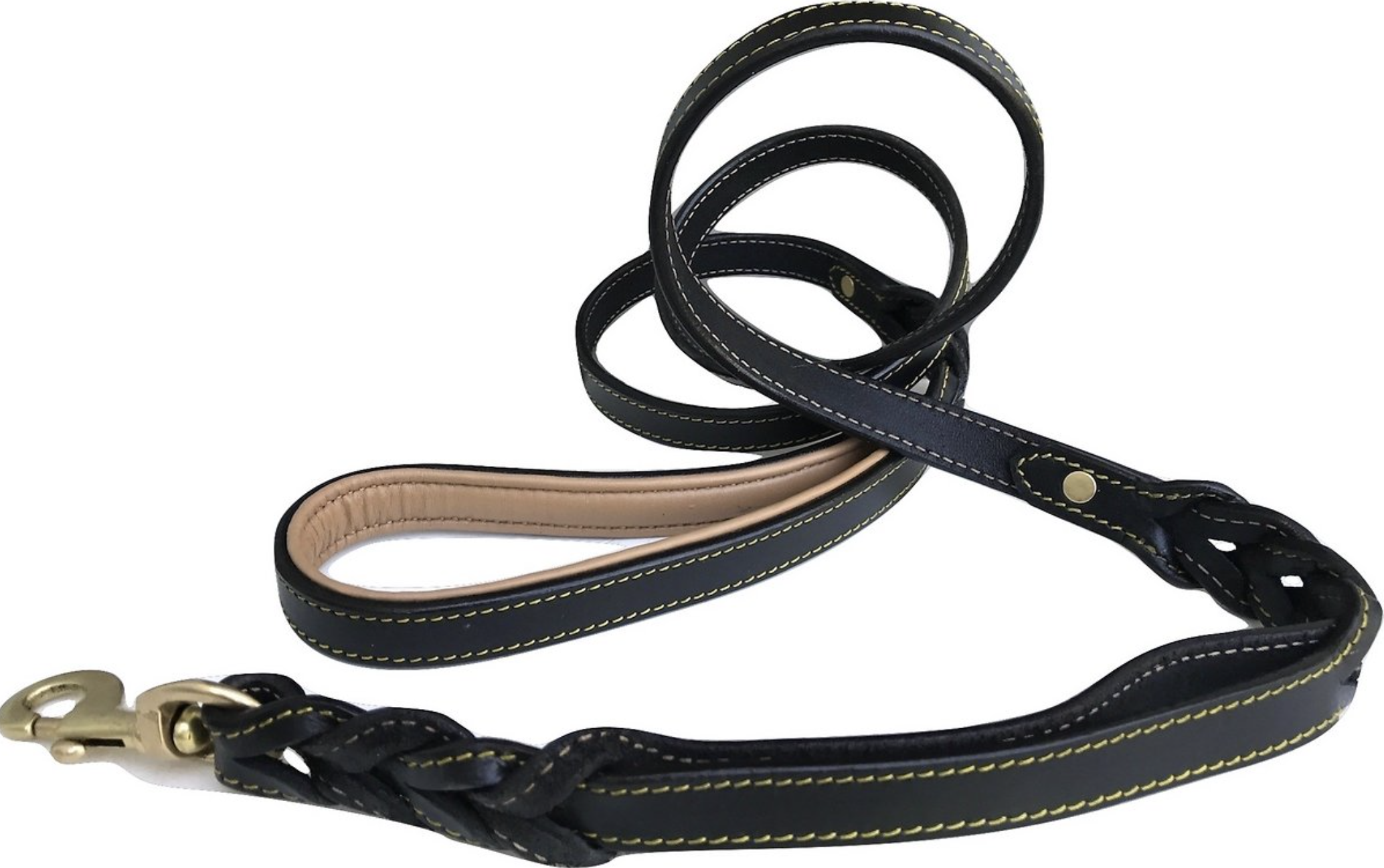 Soft Touch Collars Leather Braided Traffic Handle Dog Leash