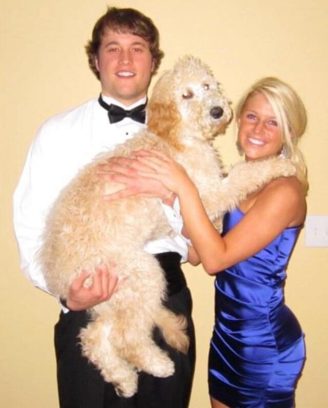 Matthew Stafford with wife and dog