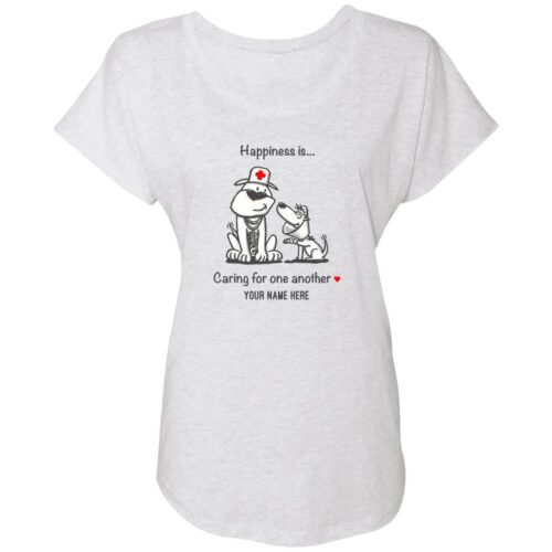 Happiness Is Caring For One Another Personalized Slouchy Tee Heather White