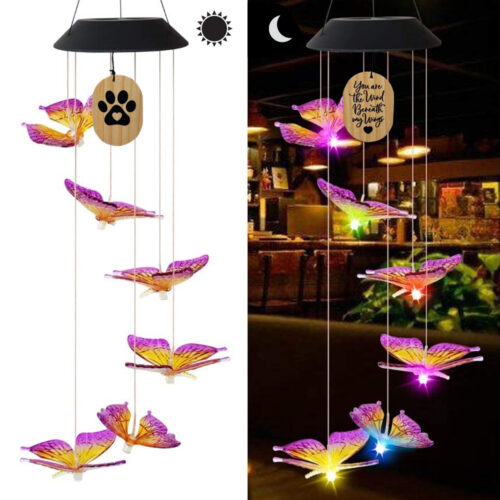 Butterfly 🦋 "You Are The Wind Beneath My Wings"  Color Changing Dog Solar Light Chime - Deal 25% OFF