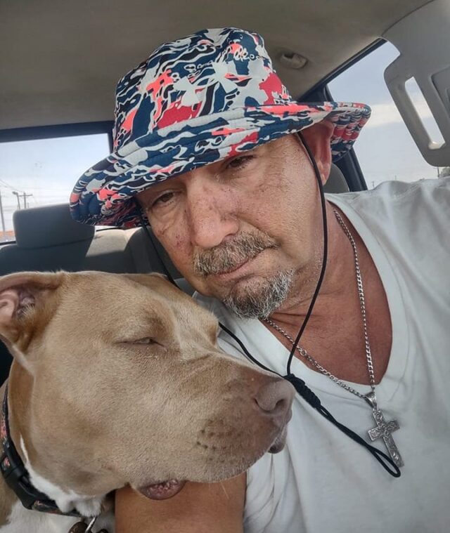 The man and the Pit Bull are lost