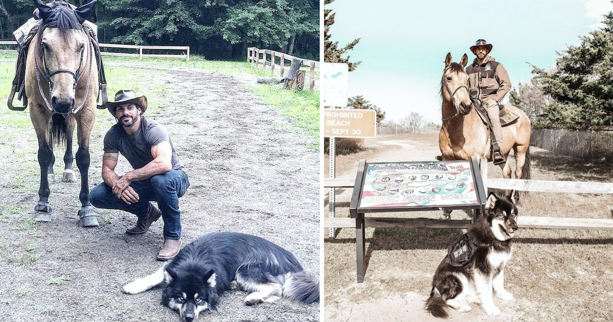 Veteran travels with dog and horse