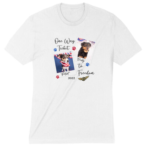Second Chance Movement™ Buddy & Patriot One Way Ticket To Freedom Premium Tee White