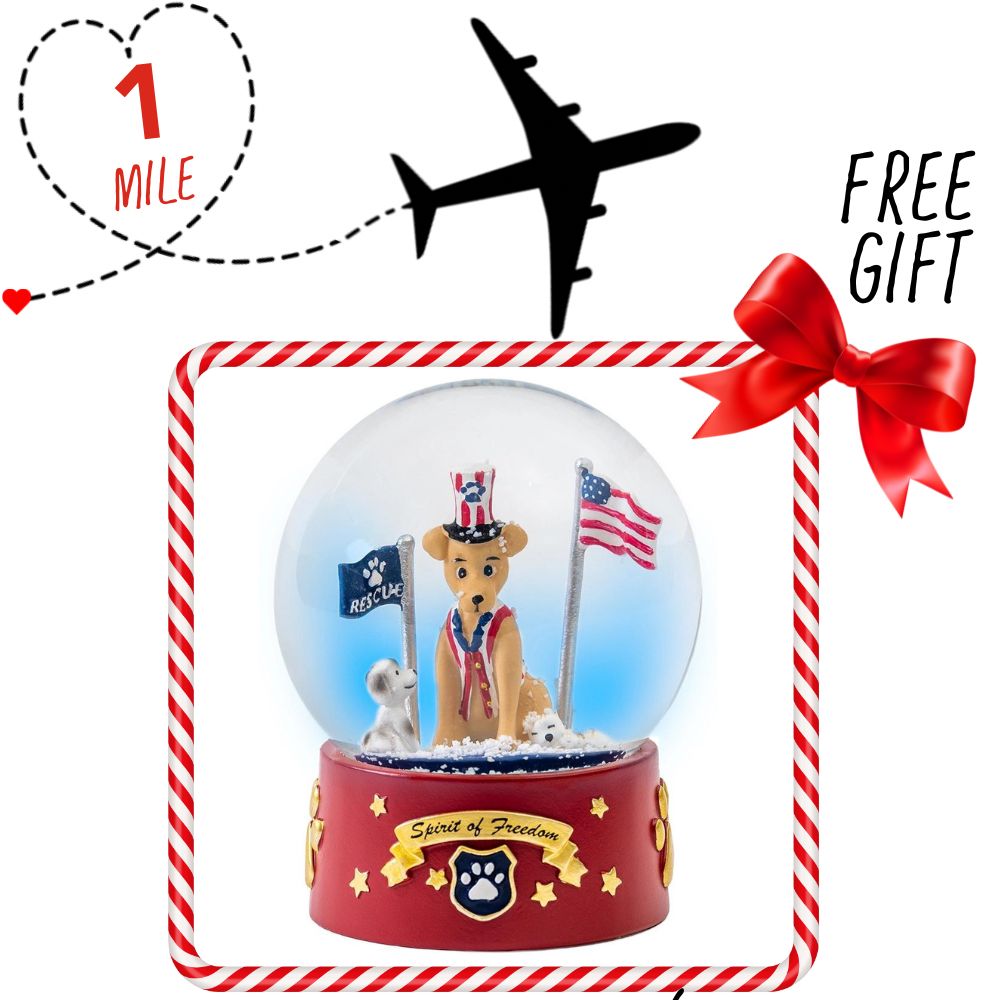 Support Second Chance Santa Dog Rescue Flight and get this Gift of Spirit of Freedom Snow Globe