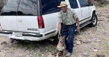 Man and dog saved from desert