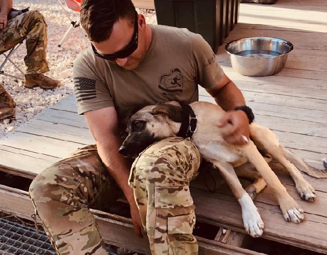 Service member with dog
