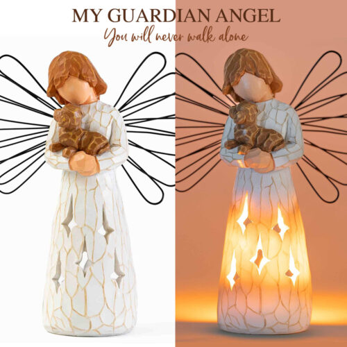 My Guardian Angel Memorial Dog Figurine with Flameless Candle