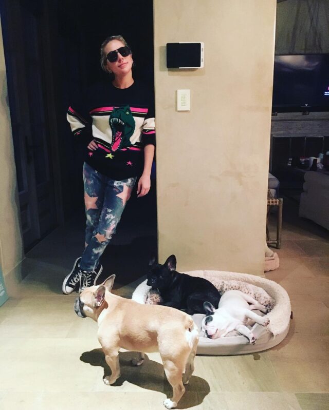Lady Gaga at home with dogs