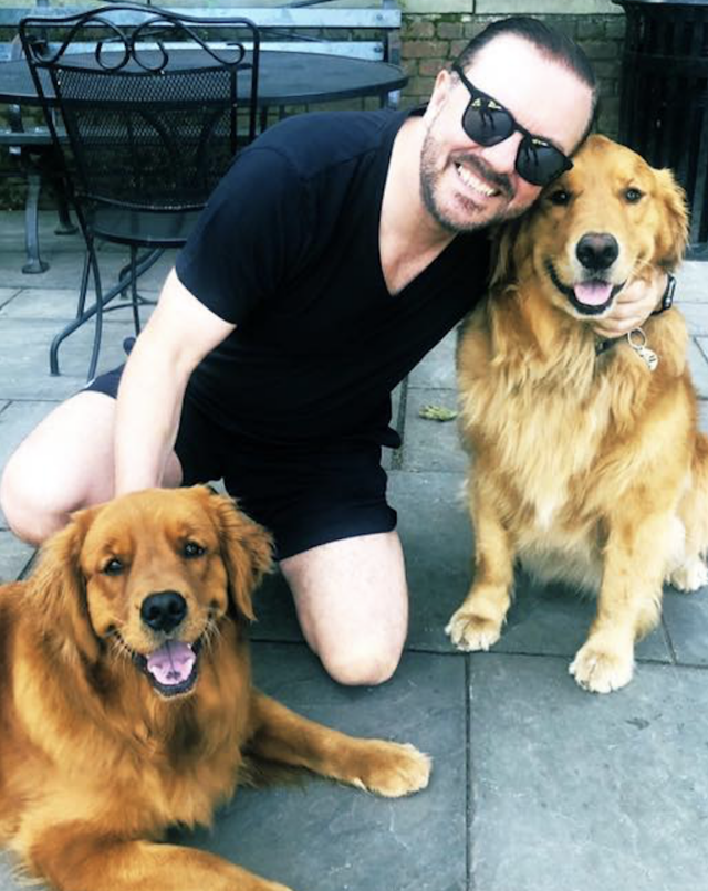 Ricky Gervais with Goldens