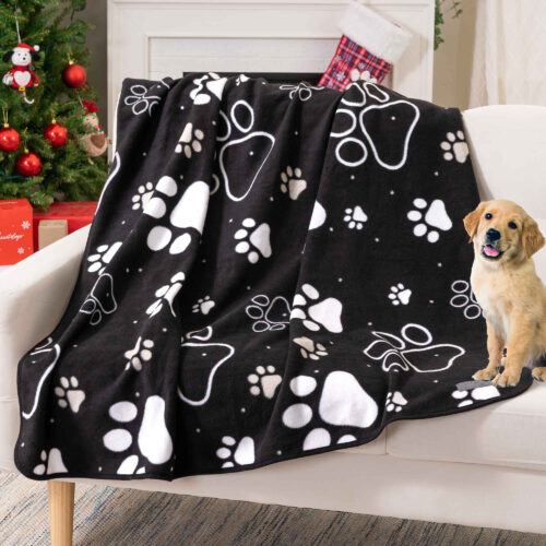 Magical Midnight Paws- Polar Fleece Dog Blanket- Black 50" x 60" – Sneak Peek Special Pricing 40% Off