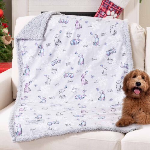 Snuggle Pup & Butterfly- Flannel & Sherpa Dog Blanket 40" x 25" – Sneak Peek Special Pricing 35% Off