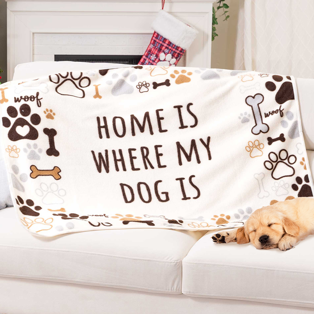 Image of Home Is Where The Dog Is- Polar Fleece Dog Blanket 30" X 40"