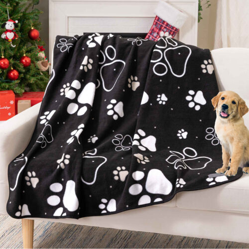 Magical Midnight Paws- Polar Fleece Dog Blanket- Black 50" x 60" - Deal 30% OFF!