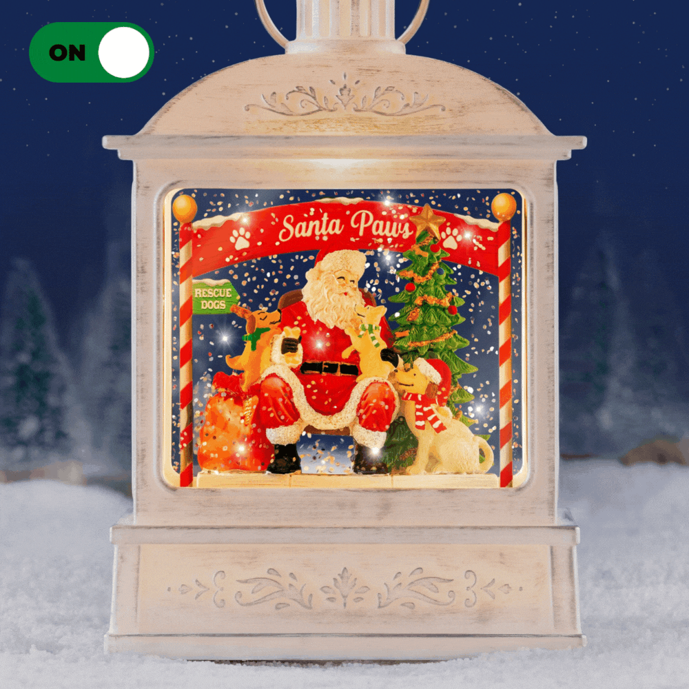 Image of Santa Paws Snow Globe Lighted Water Lantern with Swirling Glitter - Dog Christmas Decorations - Sneak Peek Special Pricing 34% OFF