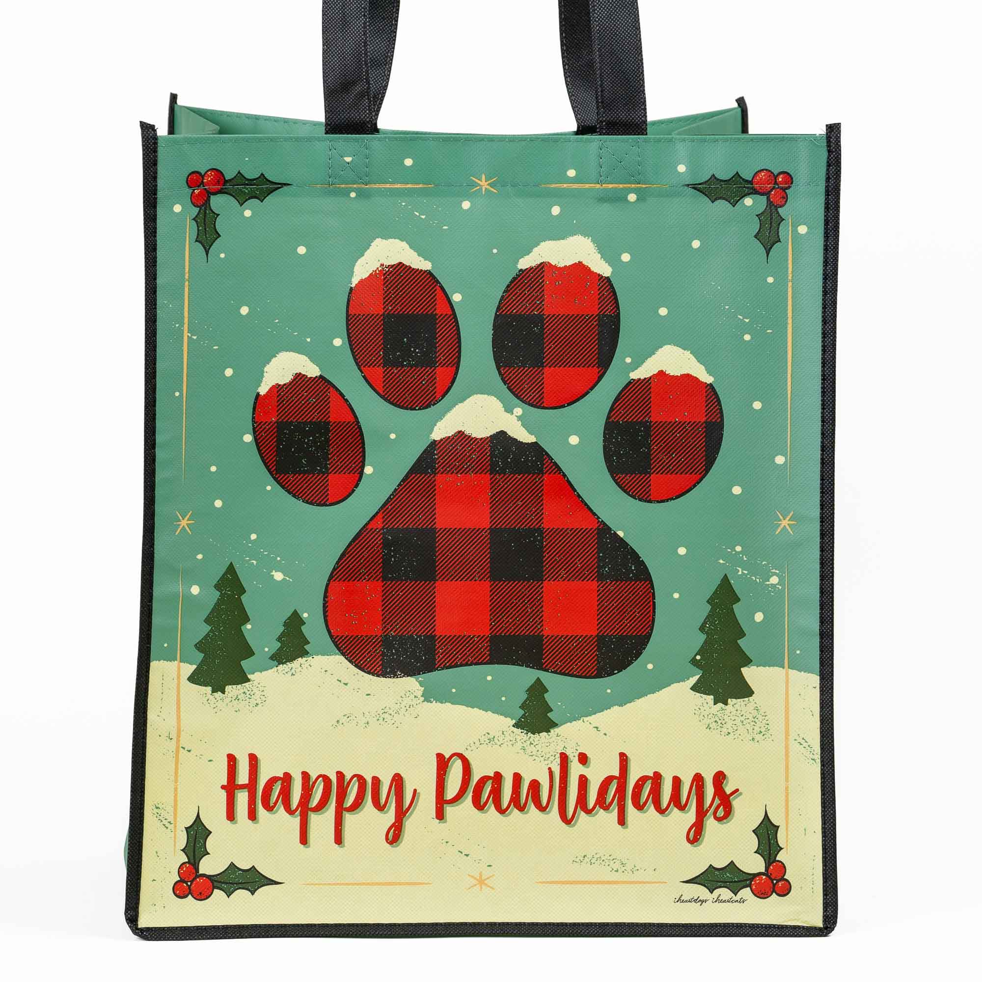 Image of Happy Pawlidays Christmas Dog Paw Grocery and Gift Bag - Early Black Friday Deal 35% OFF!