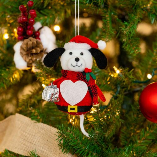 Kringle The Rescue Pup Christmas Dog Ornament  (4″ Tall )